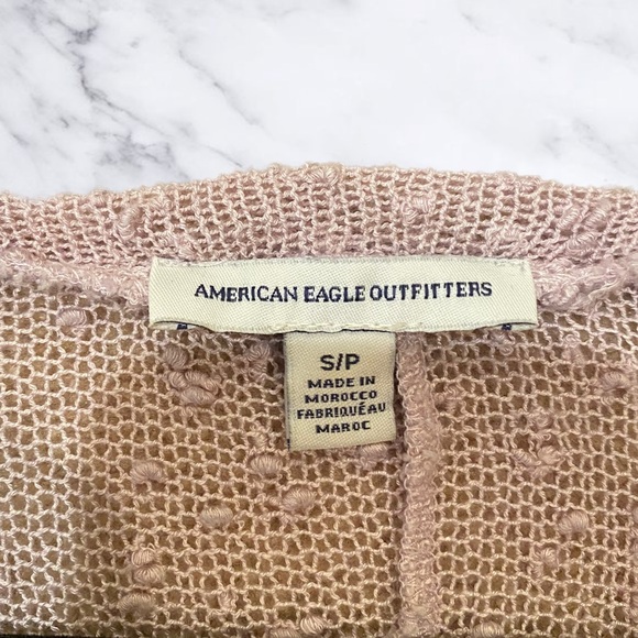 American Eagle Pastel Lilac Sweater w/ Lace Trim - Picture 4 of 5
